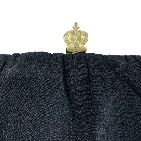 Vintage Black Fabric Evening Purse Clutch Wedding Handbag 9 x 5 u - Picture 5 of 10